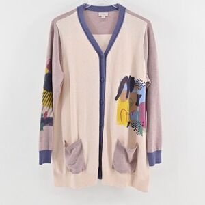 Logo Lori Goldstein Womens Cardigan Size XL Abstract Lightweight Art Colorful‎